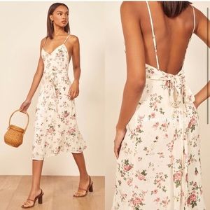 NWOT Reformation Dietrich Tie Floral Midi Dress - Size 6